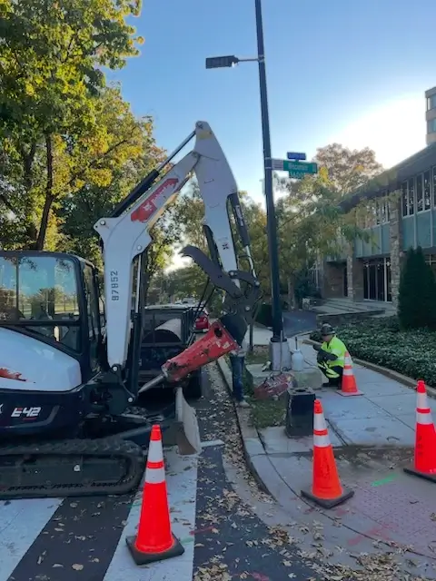 Light pole removal and concrete foundation work in the Washington, DC metro area